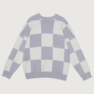 OAK + FORT Lilac and White Checkered Sweater